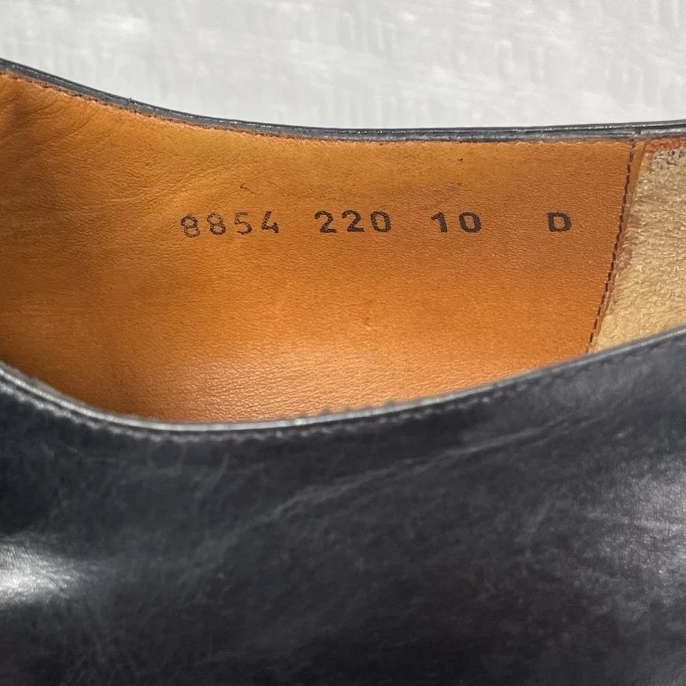 Salvatore Ferragamo Mens Black Leather Single Monk Strap Dress Shoes 10D Italy